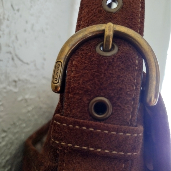 COACH Vintage Rare Brown Suede Fringe Saddlebag Crossbody Nwot 5484 Limited Edit - Picture 9 of 16